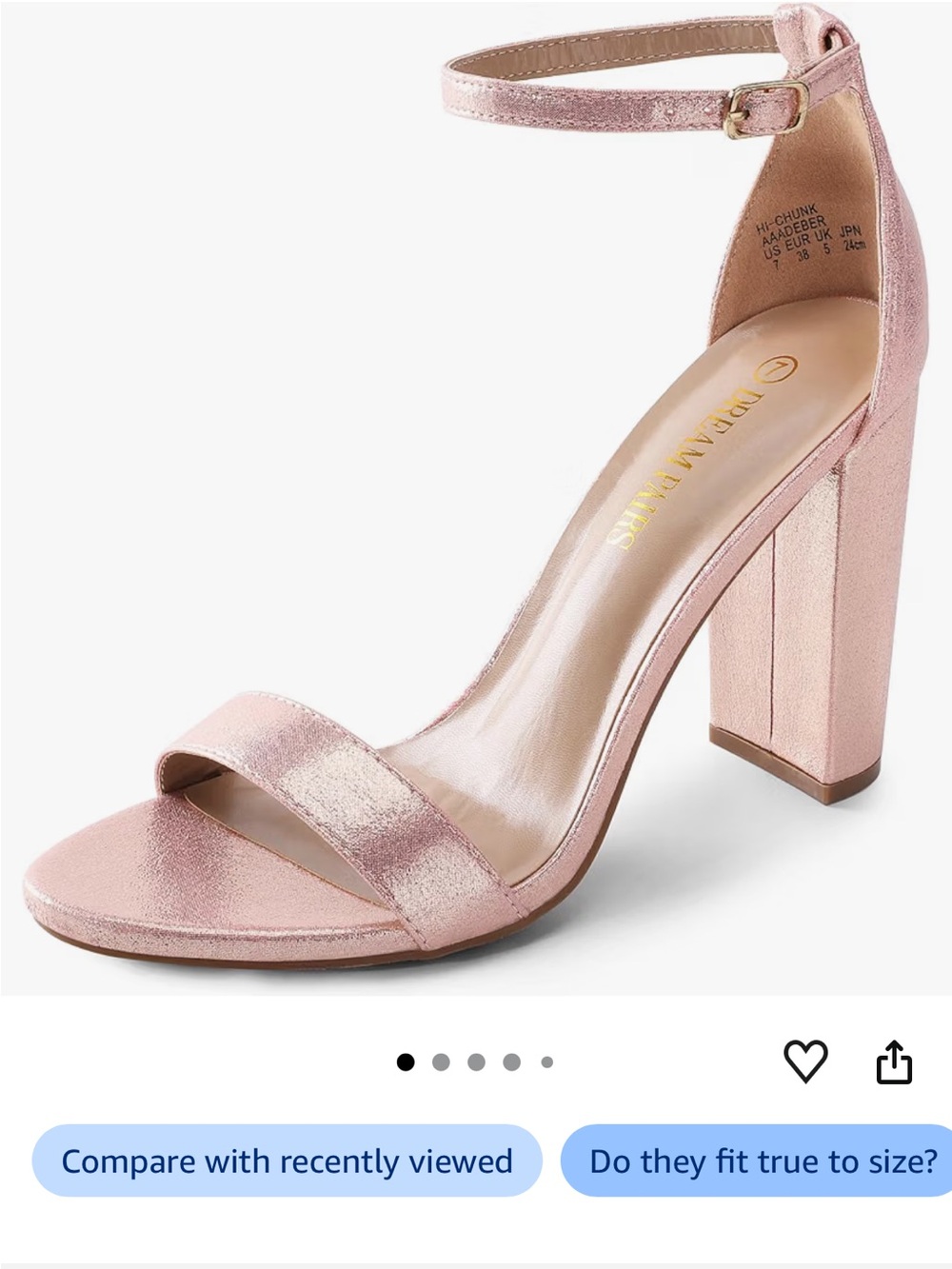 Dream Pairs Rose Metallic Block Heel Sandals with Ankle Strap- champagne